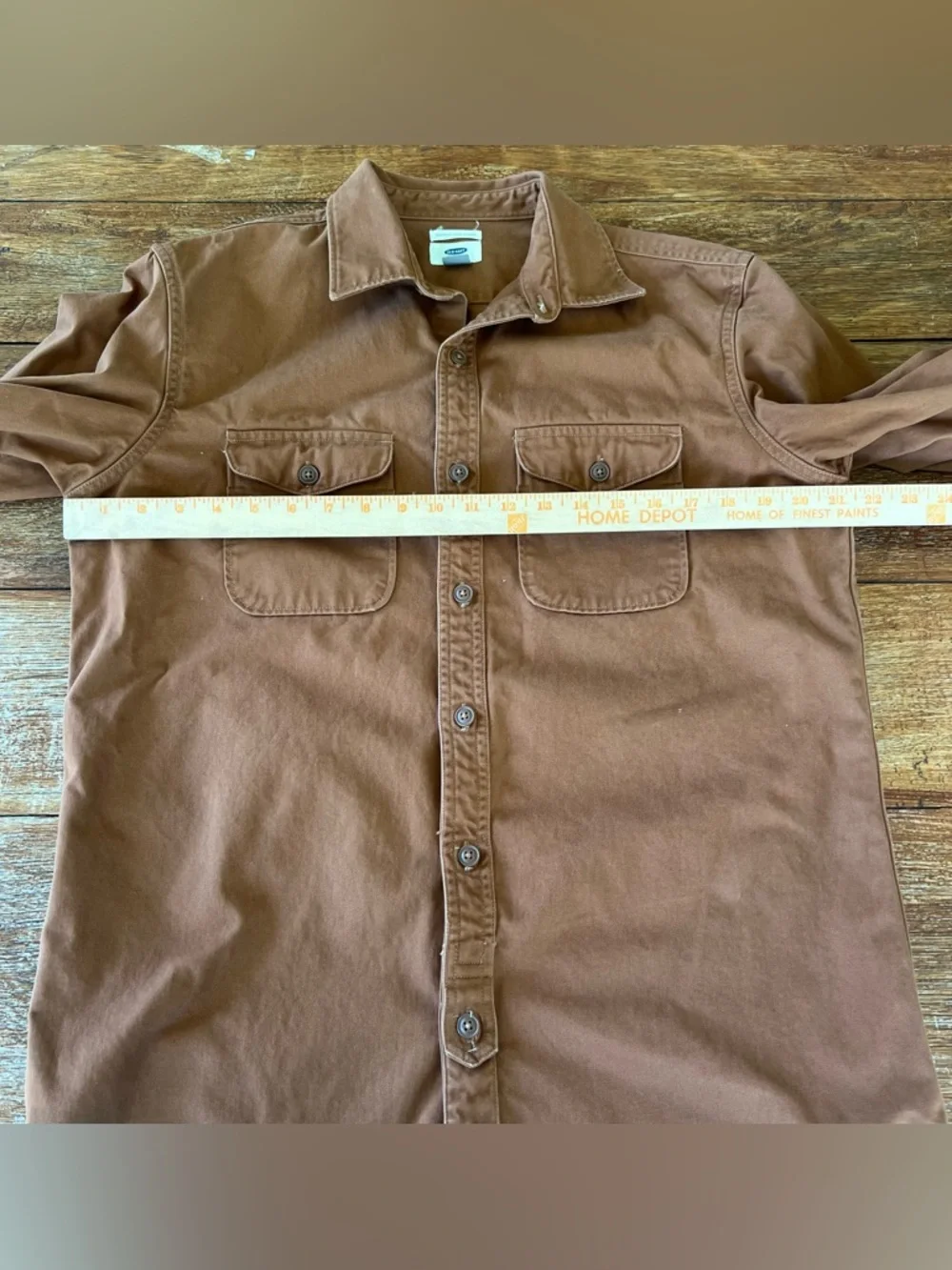 Old Navy Men’s Heavy Cotton Utility Button Up Shacket Brown Medium